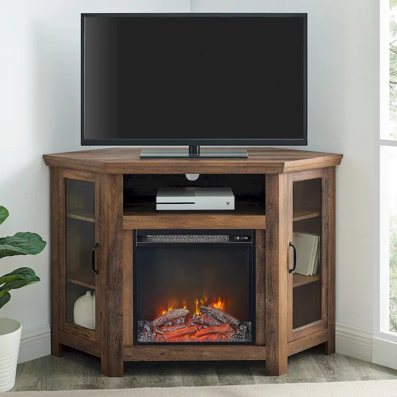 Meuble TV d'angle avec cheminée de 48 pouces