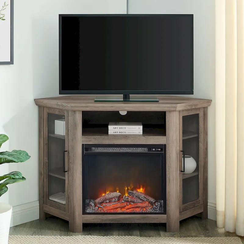 Meuble TV d'angle avec cheminée de 48 pouces