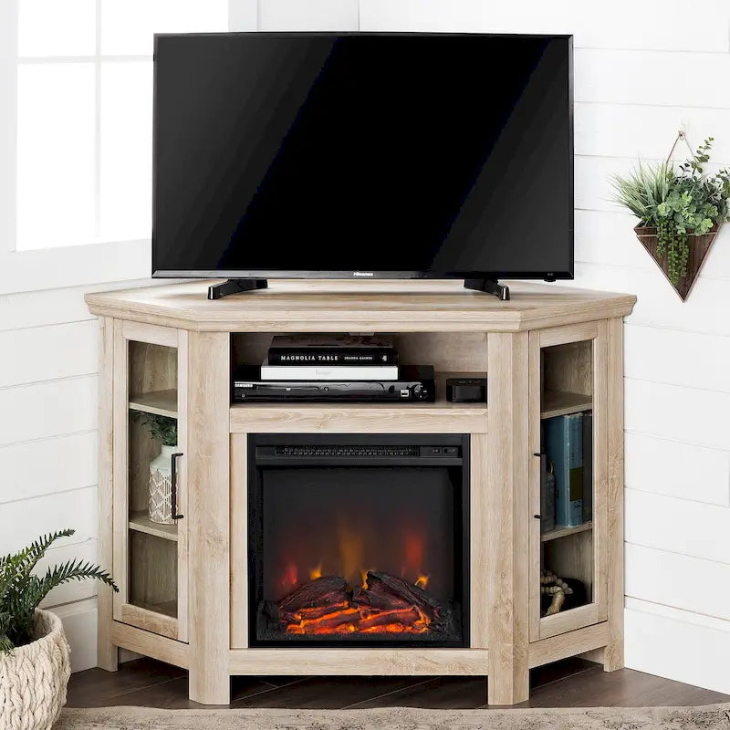 Meuble TV d'angle avec cheminée de 48 pouces
