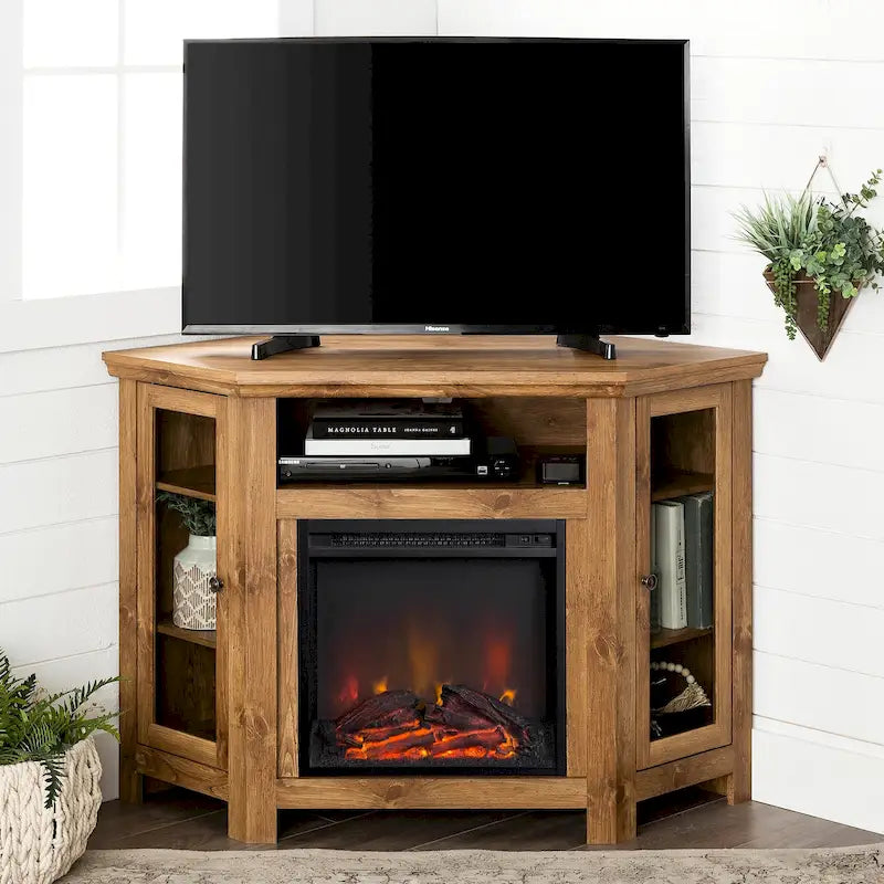 Meuble TV d'angle avec cheminée de 48 pouces