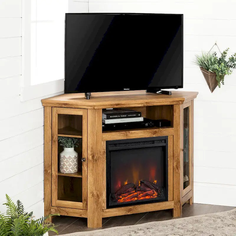 Meuble TV d'angle avec cheminée de 48 pouces