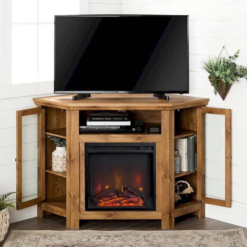 Meuble TV d'angle avec cheminée de 48 pouces