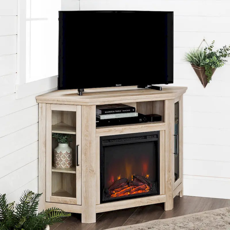 Meuble TV d'angle avec cheminée de 48 pouces