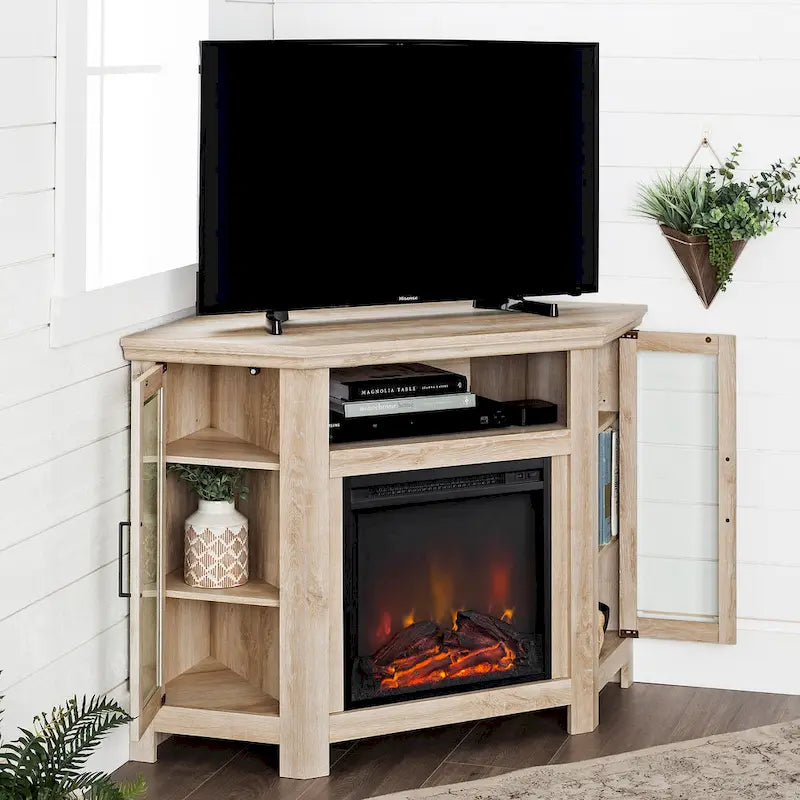 Meuble TV d'angle avec cheminée de 48 pouces