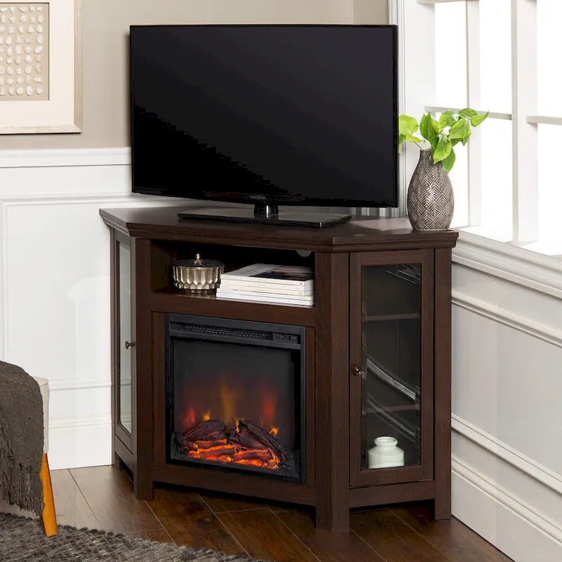 Meuble TV d'angle avec cheminée de 48 pouces