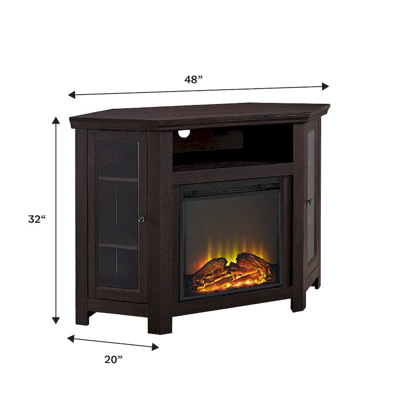 Meuble TV d'angle avec cheminée de 48 pouces