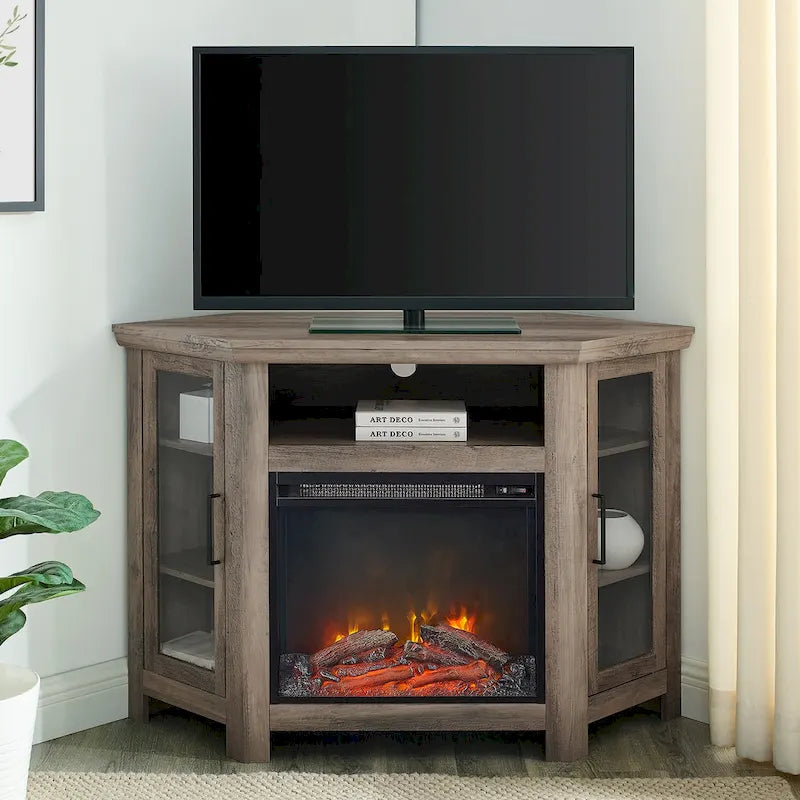 Meuble TV d'angle avec cheminée de 48 pouces