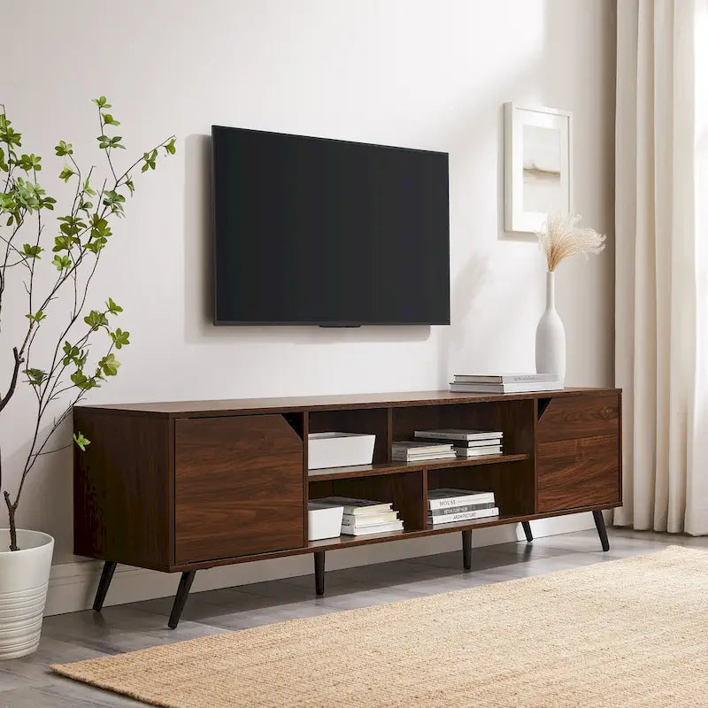 Meuble TV moderne du milieu du siècle de 70 pouces