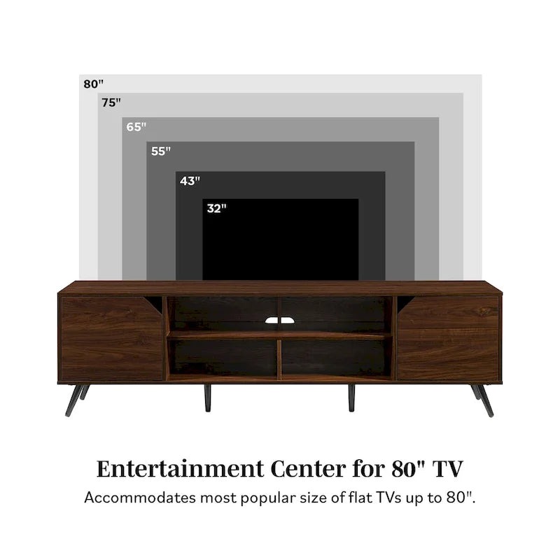 Meuble TV moderne du milieu du siècle de 70 pouces