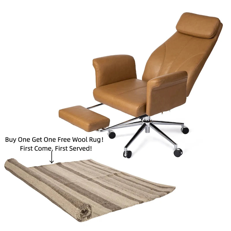 Chaise de bureau ergonomique moderne et réglable 49H, pivotante, avec dossier haut, accoudoirs et repose-pieds extensible