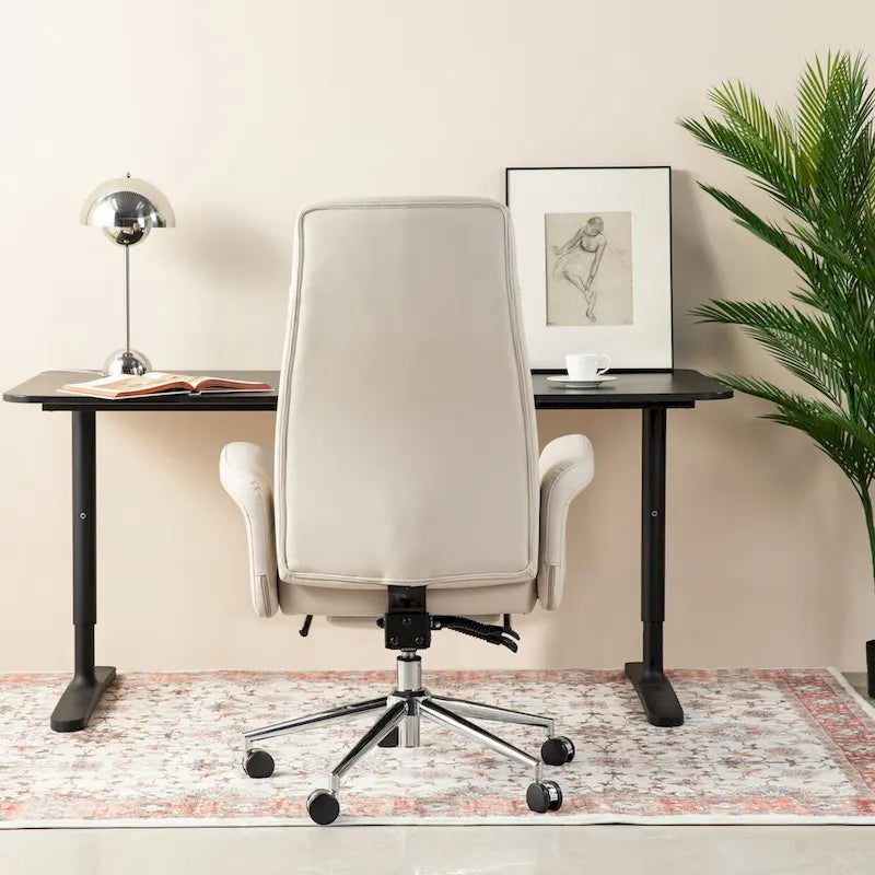 Chaise de bureau ergonomique moderne et réglable 49H, pivotante, avec dossier haut, accoudoirs et repose-pieds extensible