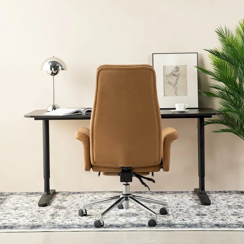 Chaise de bureau ergonomique moderne et réglable 49H, pivotante, avec dossier haut, accoudoirs et repose-pieds extensible