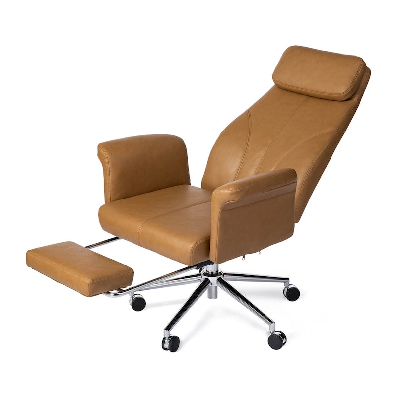 Chaise de bureau ergonomique moderne et réglable 49H, pivotante, avec dossier haut, accoudoirs et repose-pieds extensible