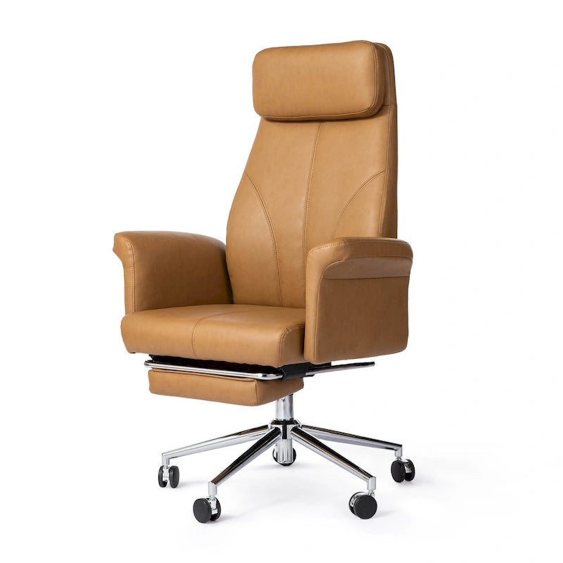 Chaise de bureau ergonomique moderne et réglable 49H, pivotante, avec dossier haut, accoudoirs et repose-pieds extensible