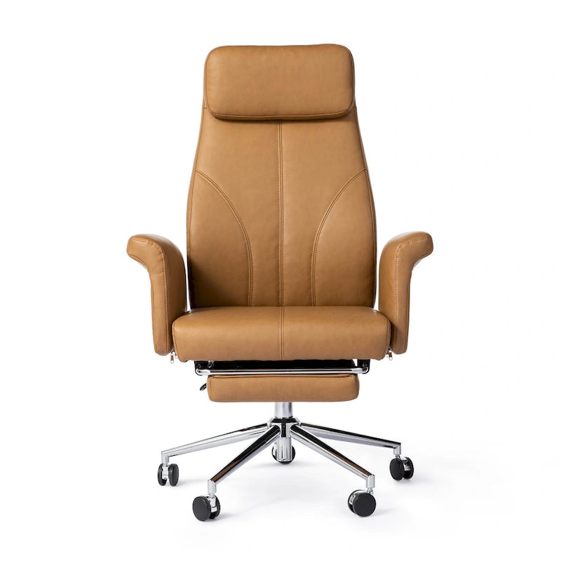 Chaise de bureau ergonomique moderne et réglable 49H, pivotante, avec dossier haut, accoudoirs et repose-pieds extensible