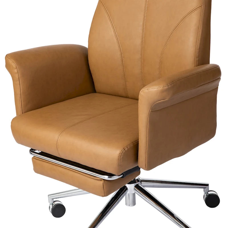 Chaise de bureau ergonomique moderne et réglable 49H, pivotante, avec dossier haut, accoudoirs et repose-pieds extensible