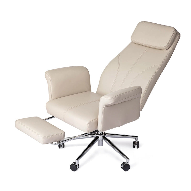 Chaise de bureau ergonomique moderne et réglable 49H, pivotante, avec dossier haut, accoudoirs et repose-pieds extensible
