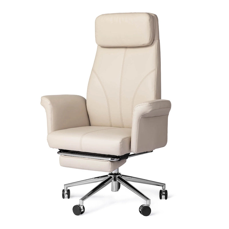Chaise de bureau ergonomique moderne et réglable 49H, pivotante, avec dossier haut, accoudoirs et repose-pieds extensible