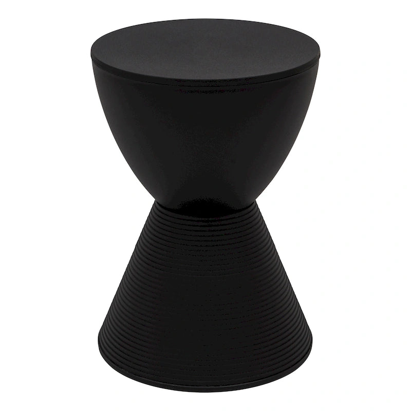 Table d'appoint ronde avec base striée et couvercle amovible