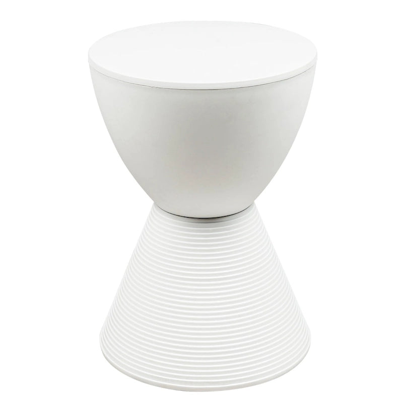 Table d'appoint ronde avec base striée et couvercle amovible