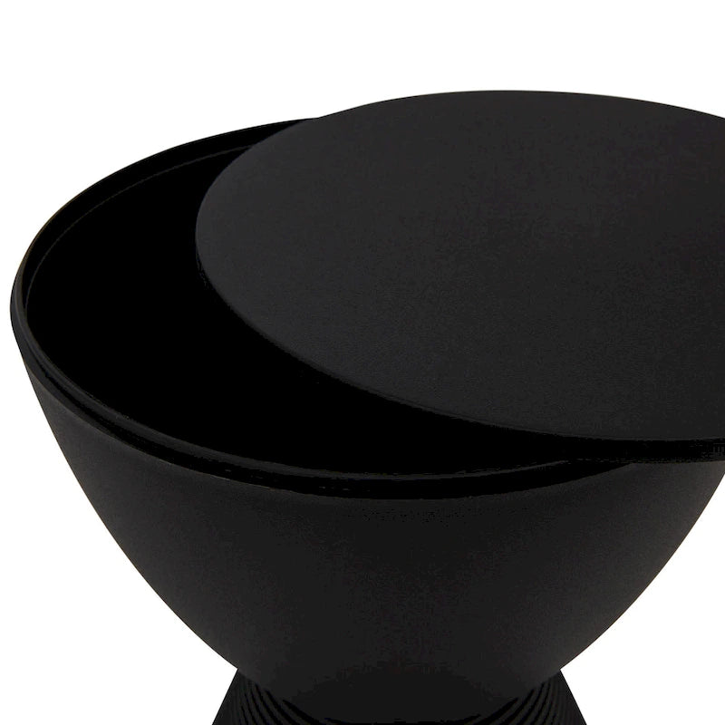 Table d'appoint ronde avec base striée et couvercle amovible