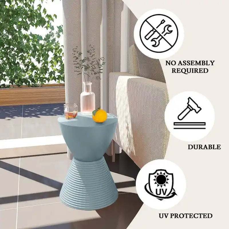 Table d'appoint ronde avec base striée et couvercle amovible