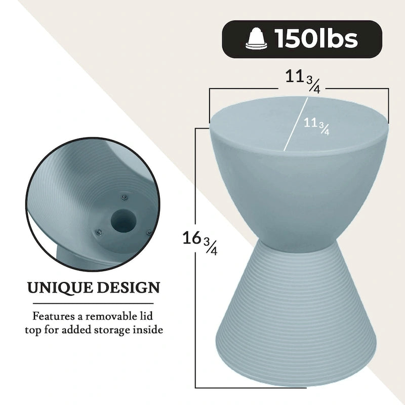 Table d'appoint ronde avec base striée et couvercle amovible
