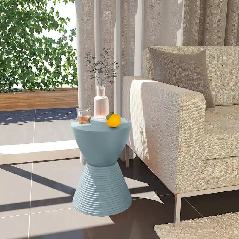 Table d'appoint ronde avec base striée et couvercle amovible