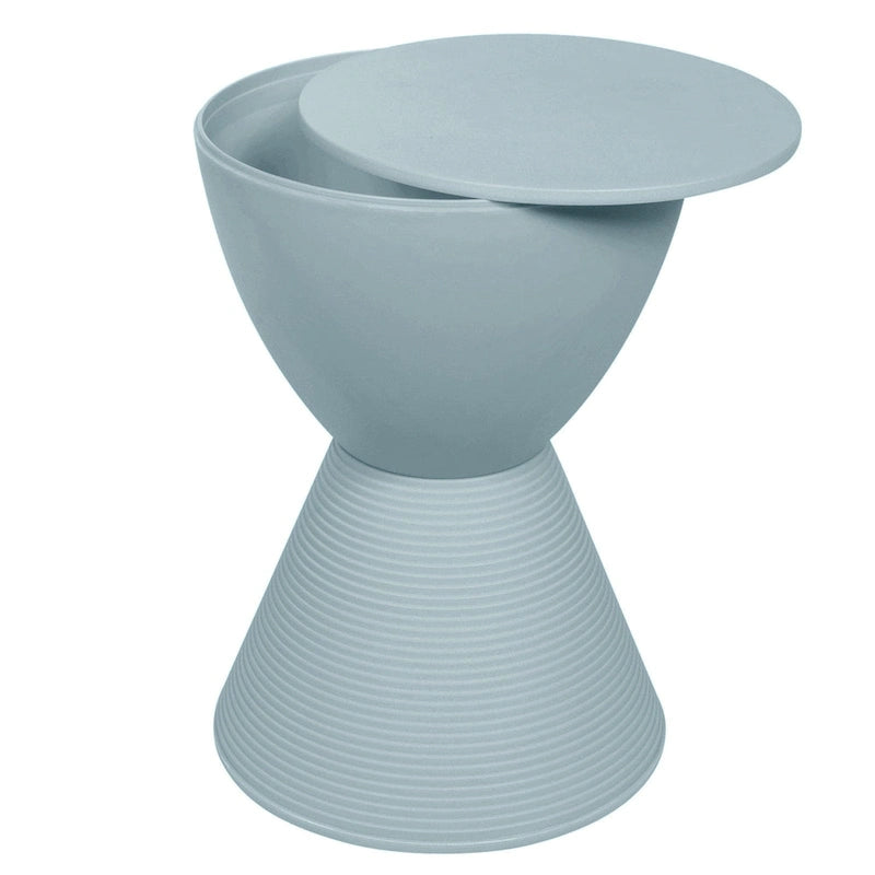 Table d'appoint ronde avec base striée et couvercle amovible
