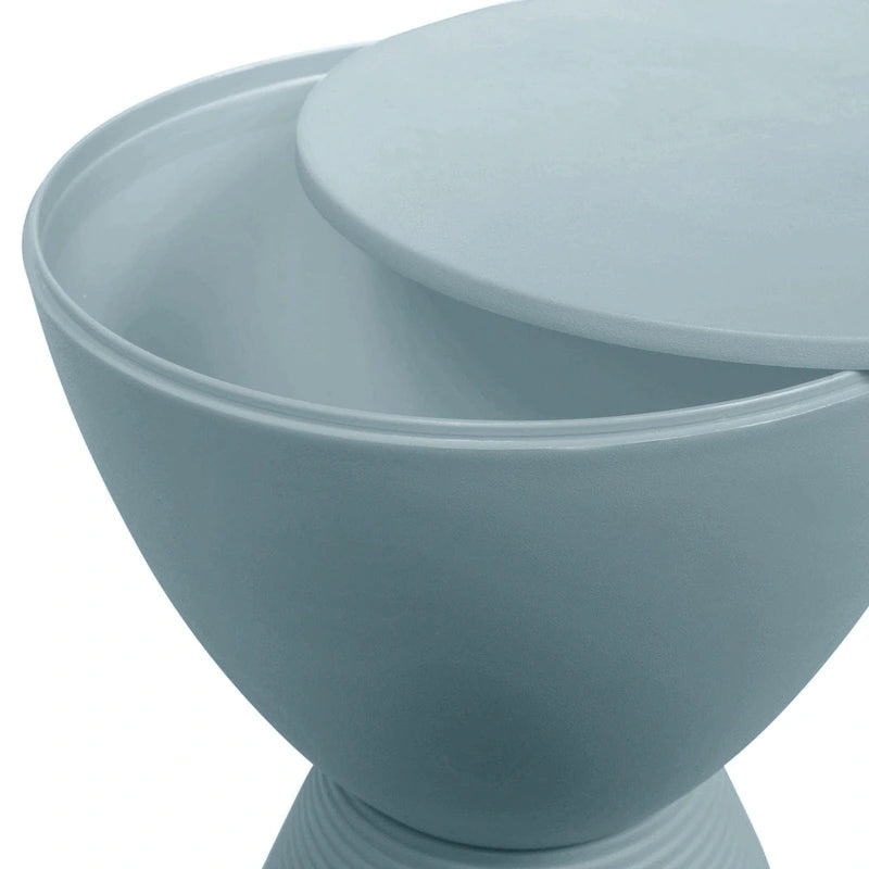 Table d'appoint ronde avec base striée et couvercle amovible
