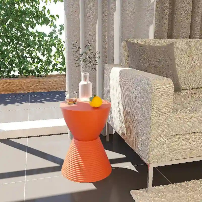 Table d'appoint ronde avec base striée et couvercle amovible