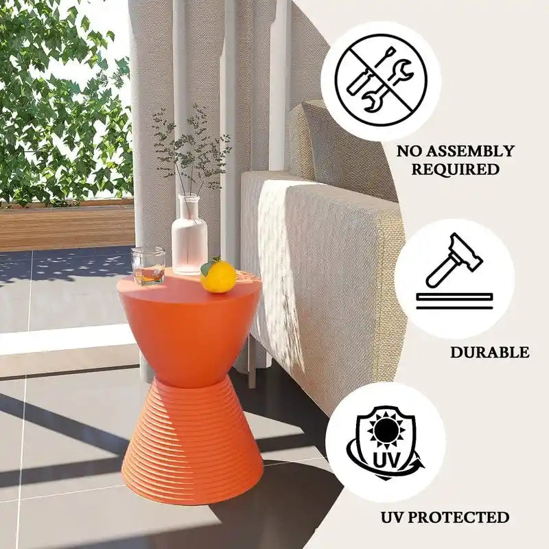 Table d'appoint ronde avec base striée et couvercle amovible