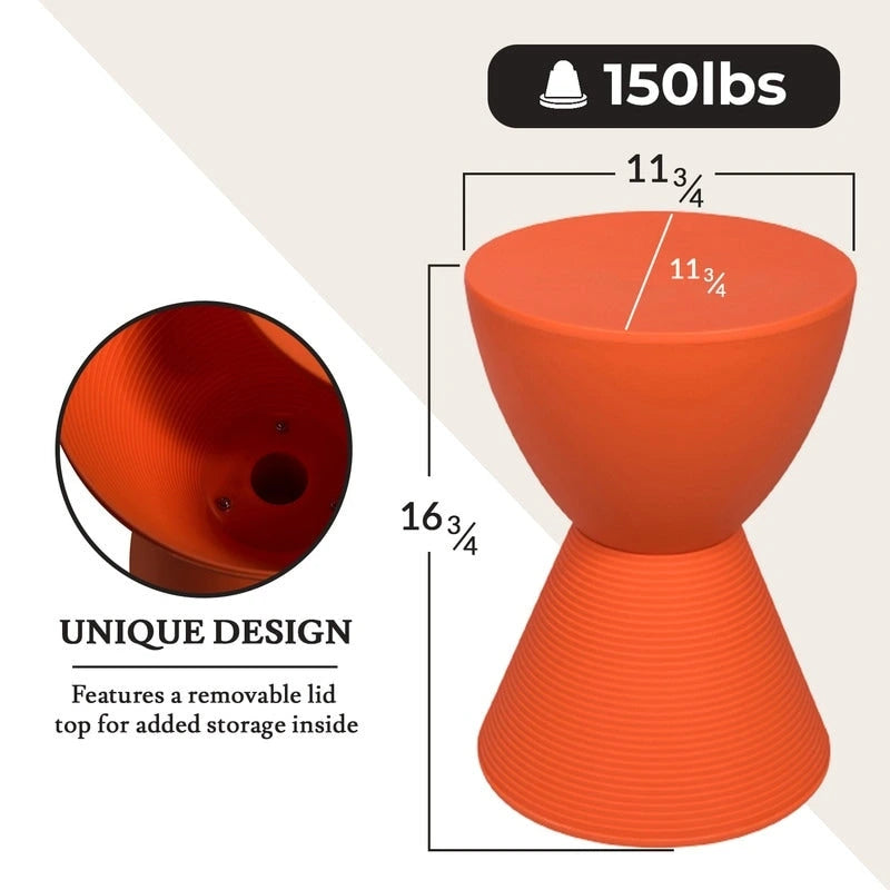 Table d'appoint ronde avec base striée et couvercle amovible