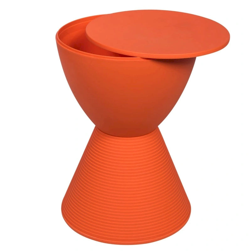 Table d'appoint ronde avec base striée et couvercle amovible