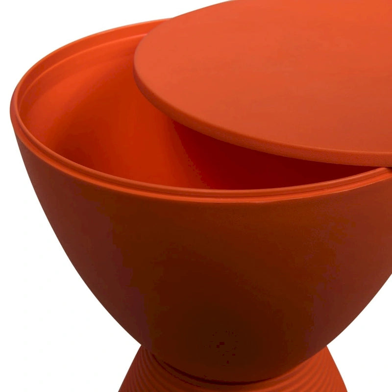 Table d'appoint ronde avec base striée et couvercle amovible