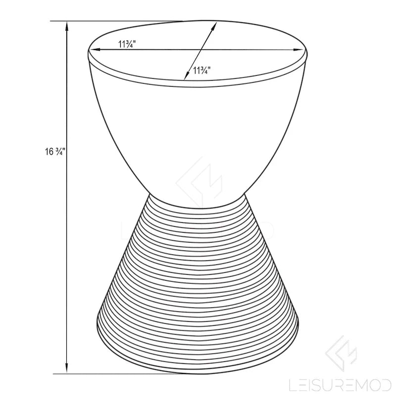 Table d'appoint ronde avec base striée et couvercle amovible