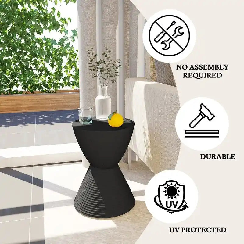 Table d'appoint ronde avec base striée et couvercle amovible