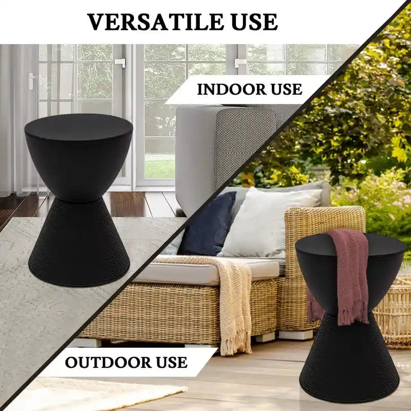 Table d'appoint ronde avec base striée et couvercle amovible