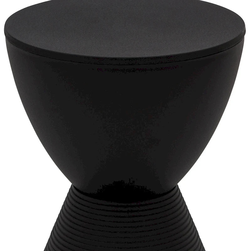 Table d'appoint ronde avec base striée et couvercle amovible