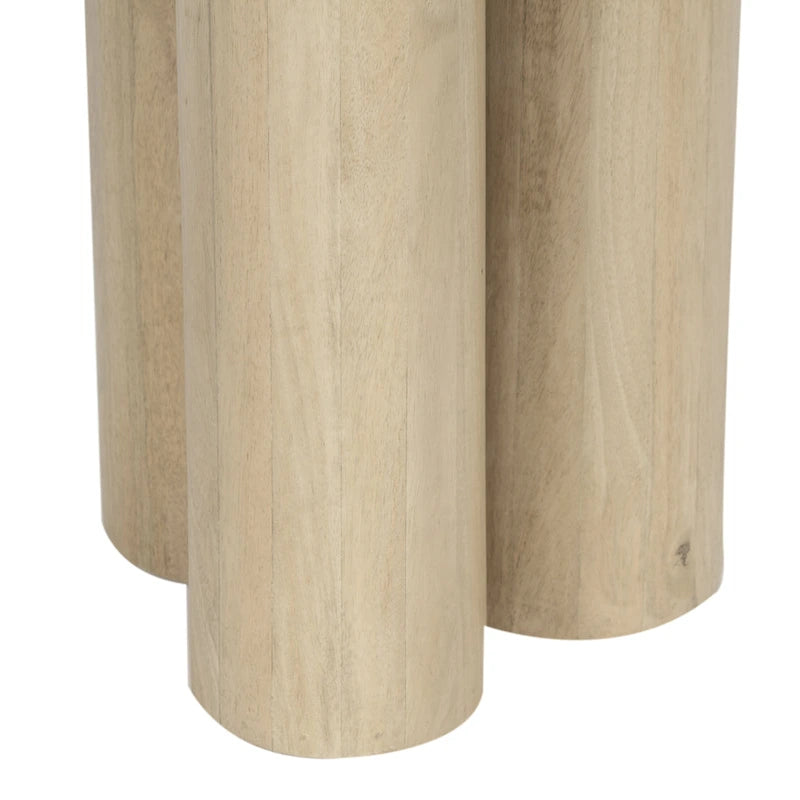 Table d'appoint avec 3 pieds piliers, en bois de manguier naturel marron fait main, plateau rond de 45 cm