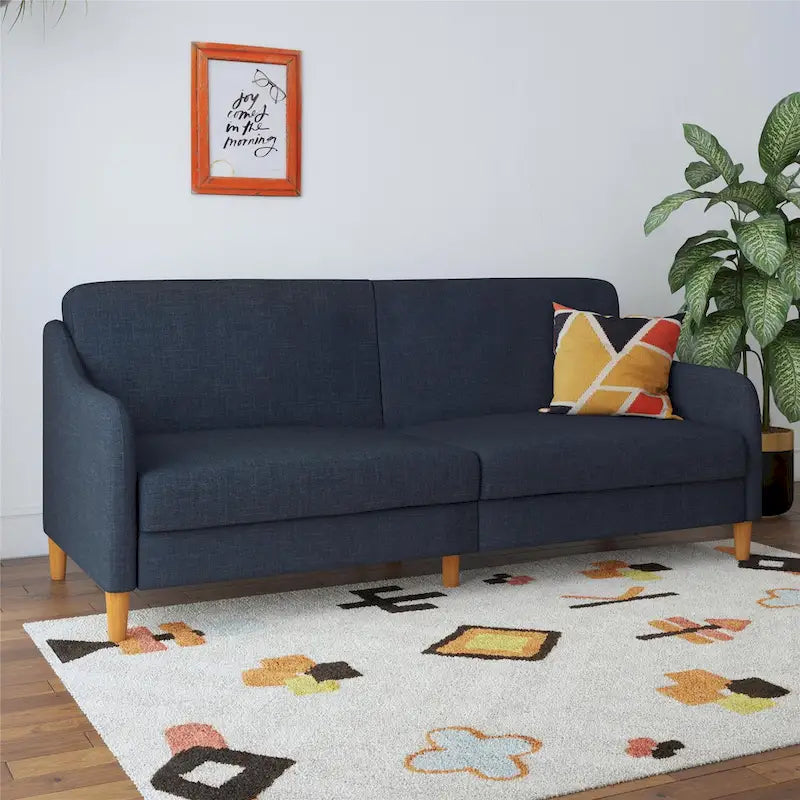 Canapé-lit futon convertible avec ressorts ensachés et pieds en bois