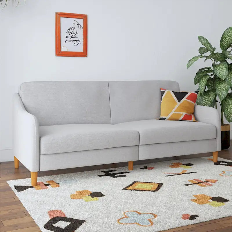 Canapé-lit futon convertible avec ressorts ensachés et pieds en bois