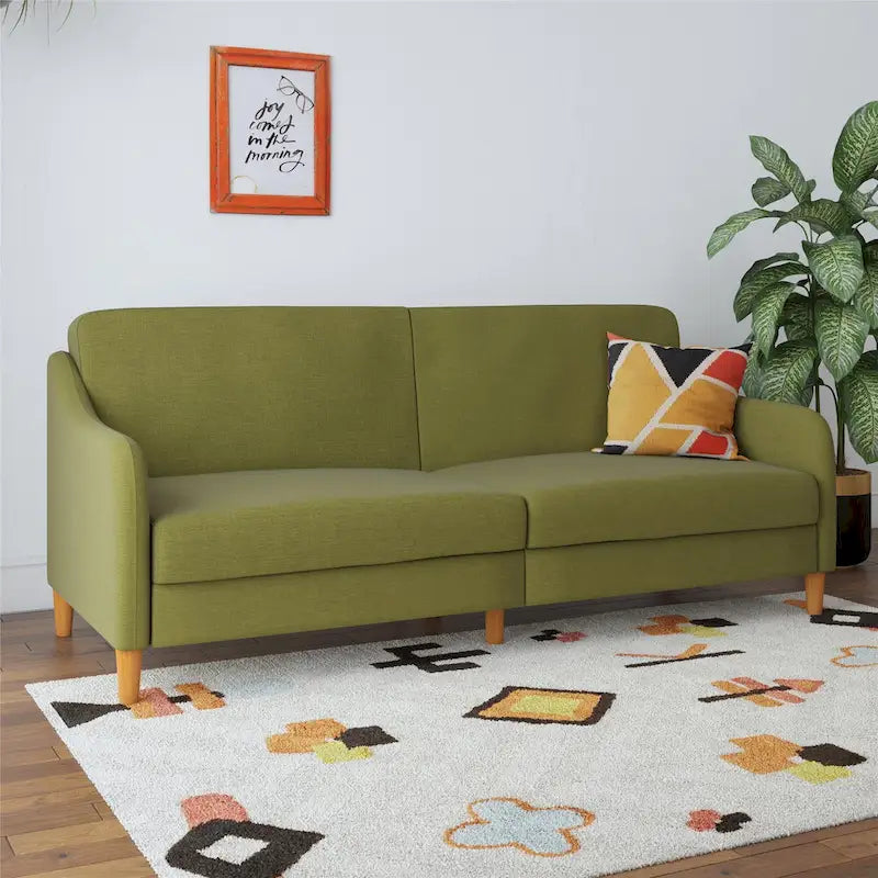Canapé-lit futon convertible avec ressorts ensachés et pieds en bois