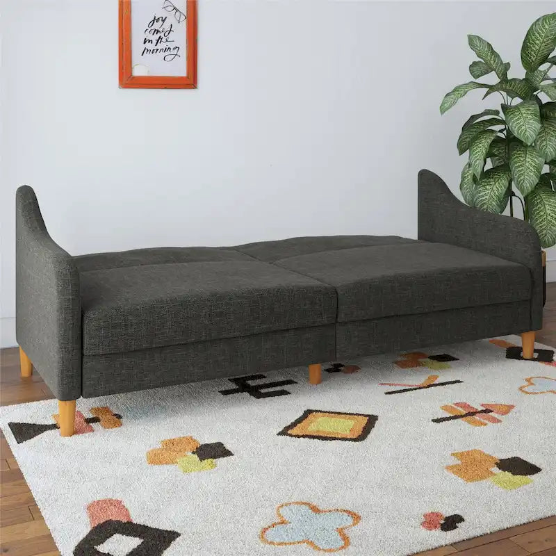 Canapé-lit futon convertible avec ressorts ensachés et pieds en bois
