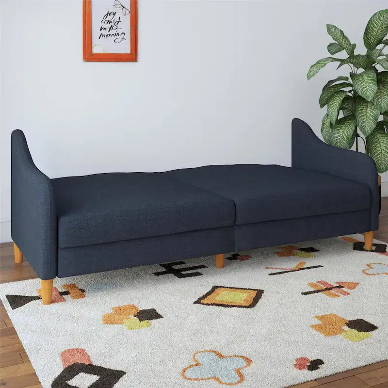 Canapé-lit futon convertible avec ressorts ensachés et pieds en bois