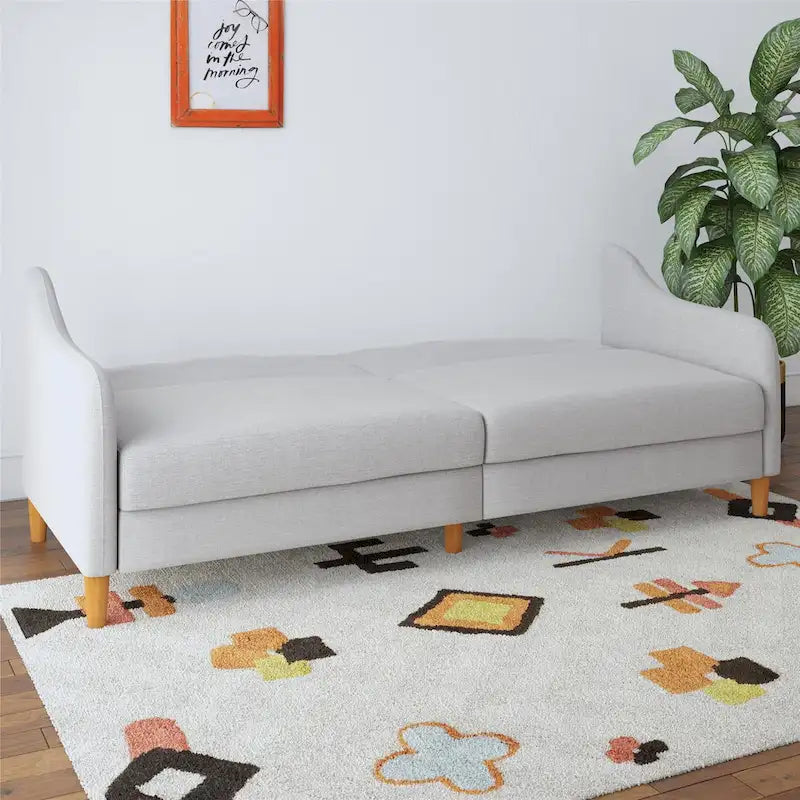 Canapé-lit futon convertible avec ressorts ensachés et pieds en bois