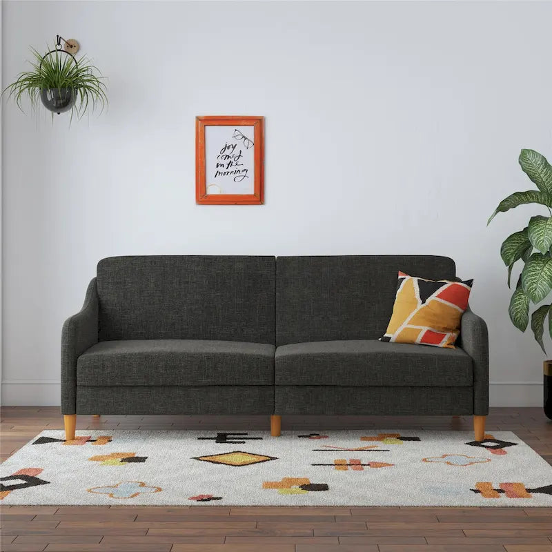 Canapé-lit futon convertible avec ressorts ensachés et pieds en bois