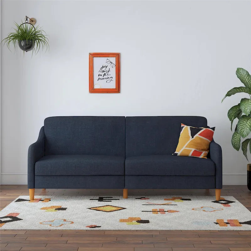 Canapé-lit futon convertible avec ressorts ensachés et pieds en bois
