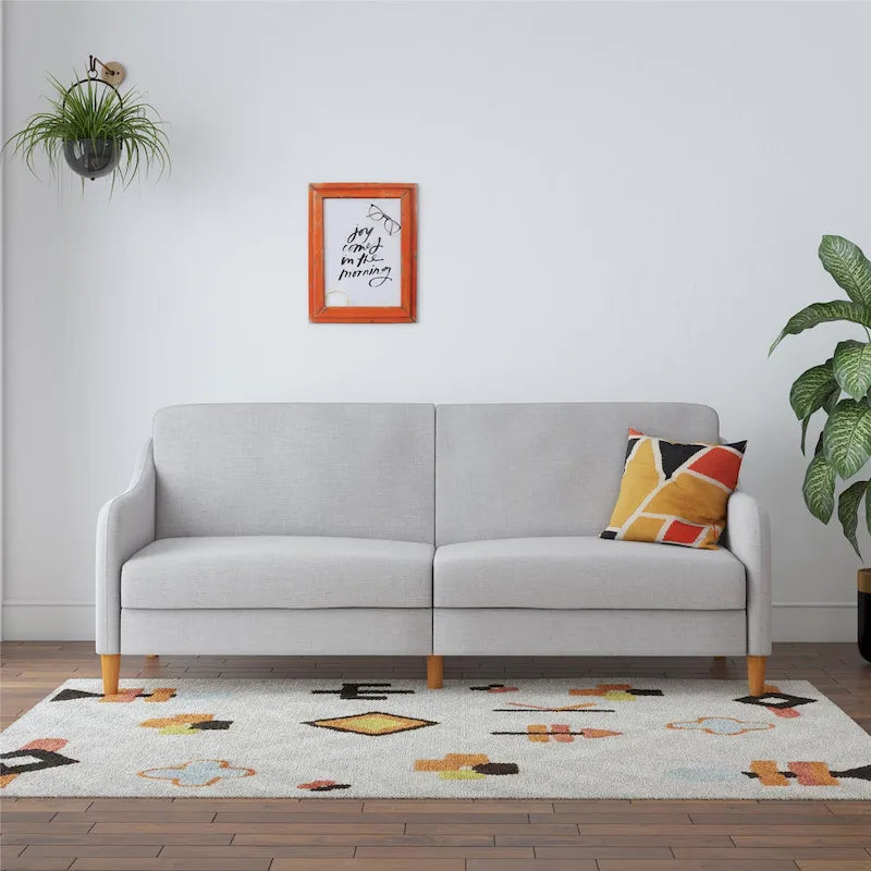 Canapé-lit futon convertible avec ressorts ensachés et pieds en bois