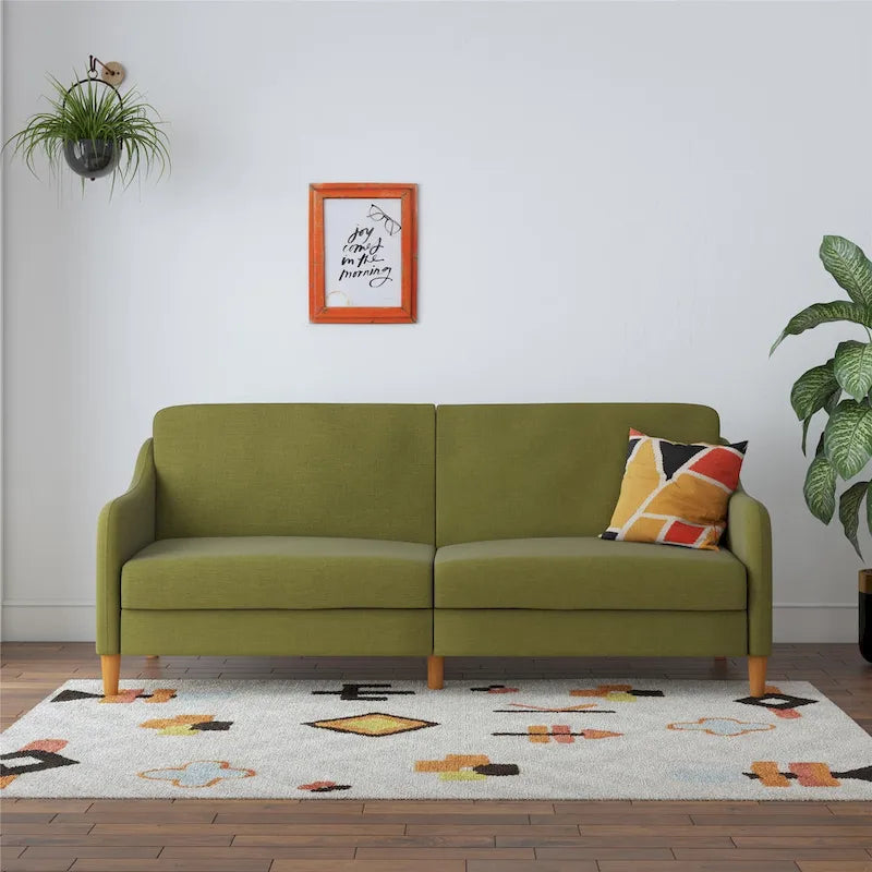Canapé-lit futon convertible avec ressorts ensachés et pieds en bois